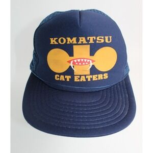 Vtg Komatsu CAT EATERS Trucker Mesh Hat Baseball Cap Adjustable Snapback 1980's